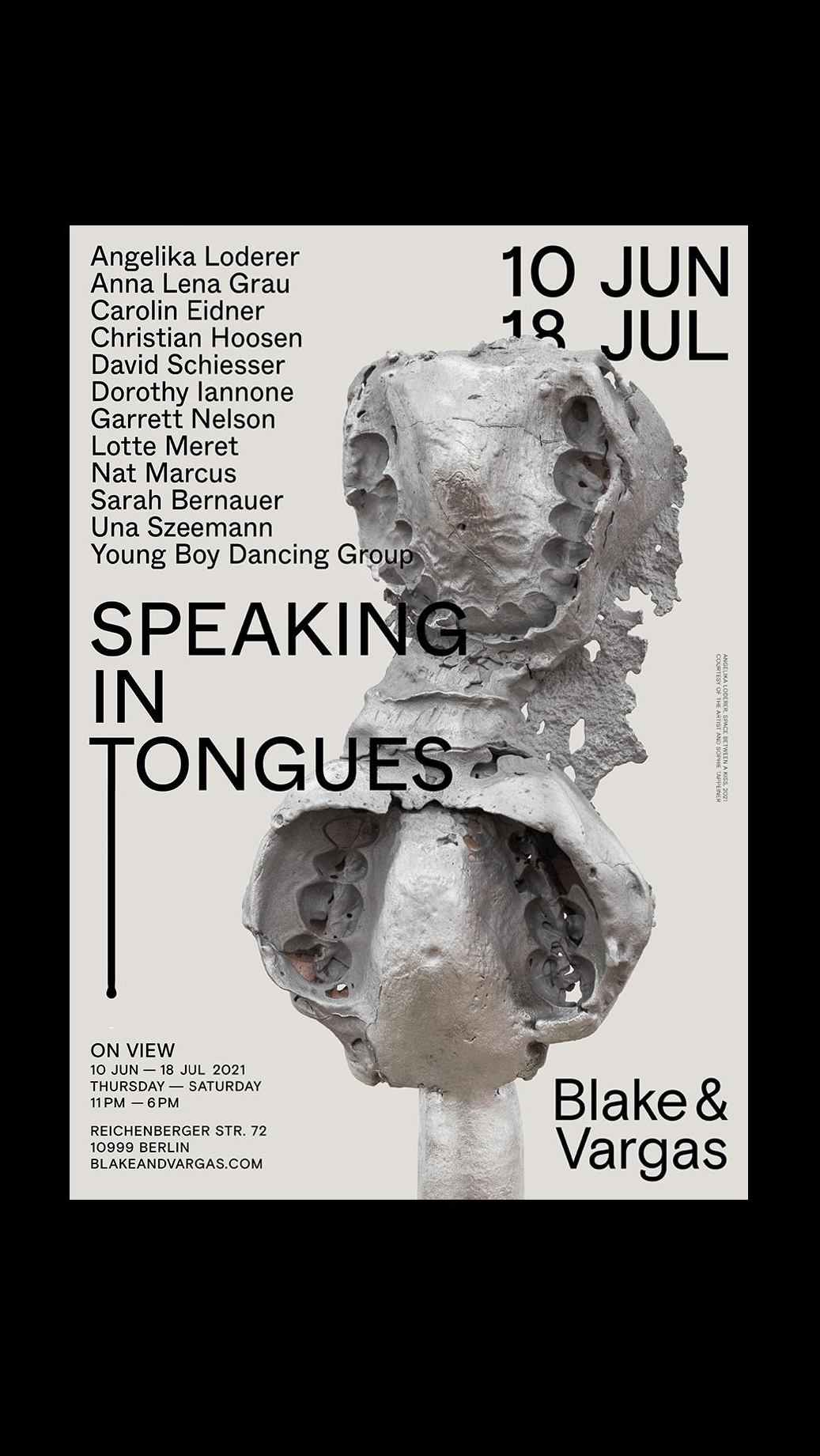 <p>Speaking in Tongues – Upcoming exhibition at Blake & Vargas</p>